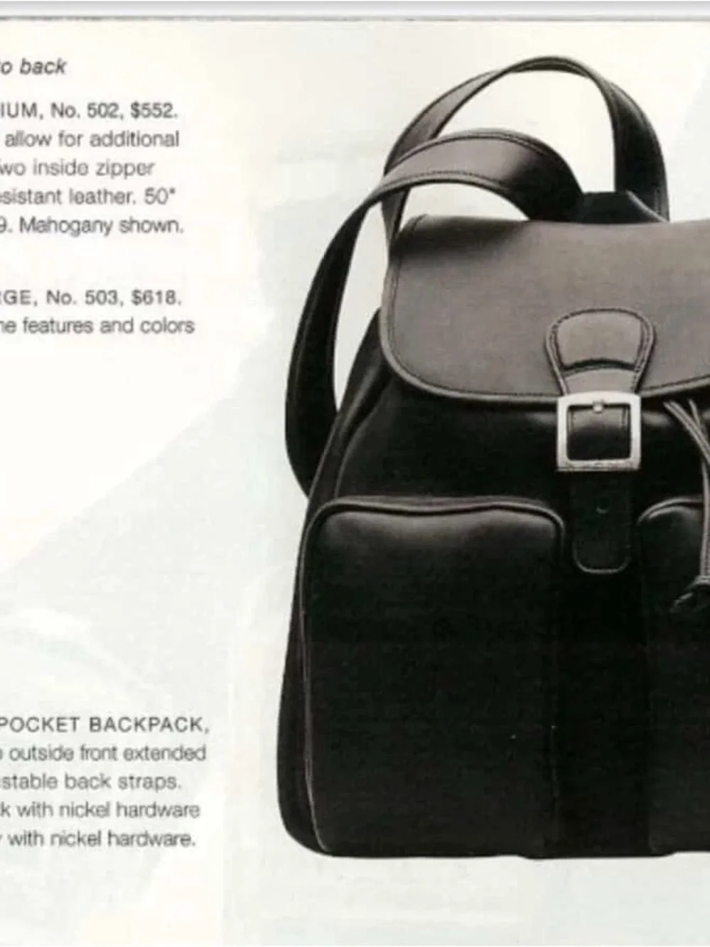 Vintage Coach Double Pocket Leather Backpack #0528 – Black